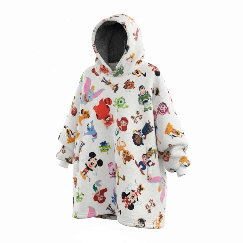 Disney 100th Anniversary Oversized Blanket Hoodie White Multi One Size Sherpa